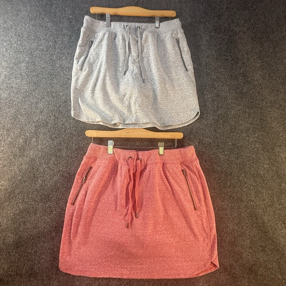 Sweet Escape Womens L Athletic Skort Lot 2 Gray Pink Built In Shorts Zip